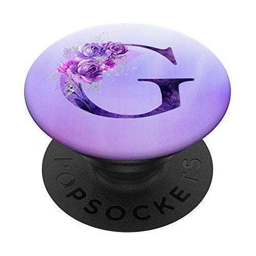 Lilac Floral Carta Inicial G Morado Floral Popsockets Gx89x