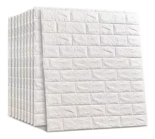 Kit 10 Placas Adesiva 3d Tijolinho Revestimento Parede 70x38 Branco