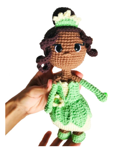 Tiana Amigurumi Muñeca Tejida La Princesa Y El Sapo Nadeem Verde