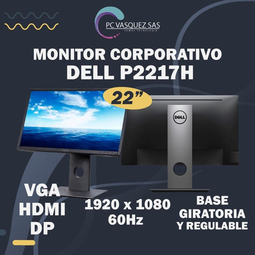 Monitor Dell P2217h Led 21.5  Negro 100v/240v