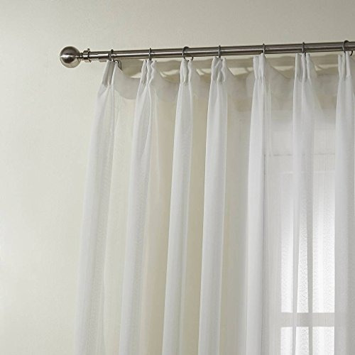 Rayas Sólido Blanco Cortinas Sheer Cortenas Doble Plis...