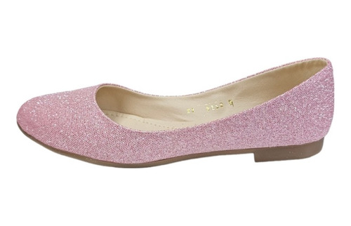 Flats Rosa Brilloso Diamantina Balerina Casual Dama