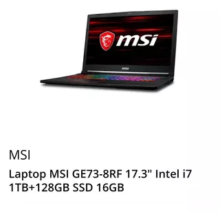 Laptop Gamer Msi Raider Ge73 8rf 17.3 Intel I7 8va Gen