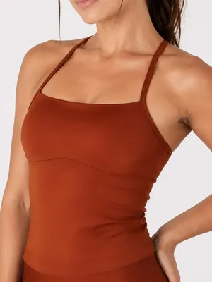 Regata Fitness Feminina Alça Fina Academia Casual Premium Marrom Liso G