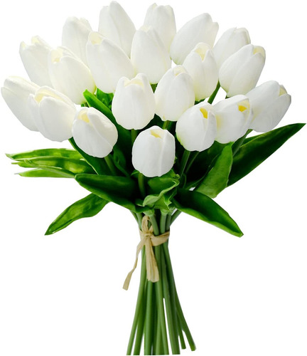 Flores Artificiales 20 Tulipanes Hogar Fiesta Deco - White
