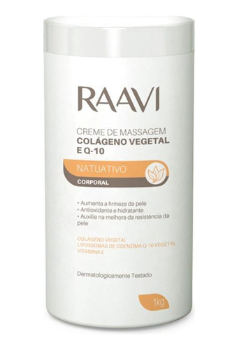 Creme Massagem Corporal Q10 Colágeno Vegetal 1kg Raavi