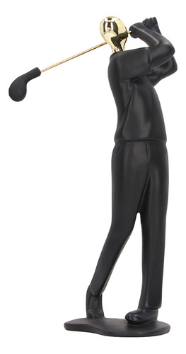 Figura Decorativa De Golfista, Color Negro Mate, Hermosa Pos