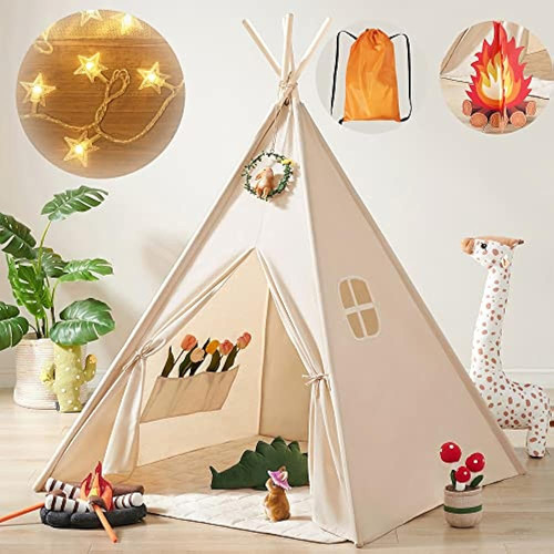 Kids-teepee-tent Con Luces Y Estuche De Juguete Y Transporte