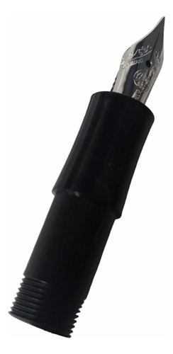 Pluma De Repuesto Kaweco Nib Cuerpo Negro Con Rosca Tinta Plumín Plateado Exterior F-fino