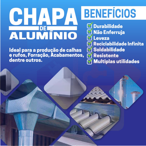 Calha De Alumínio 20cm Com 8m P/ Calha Rufo Telhado