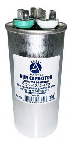 Condensador/ Capacitor De Marcha 40+5 Mfd 370-450vac Redondo