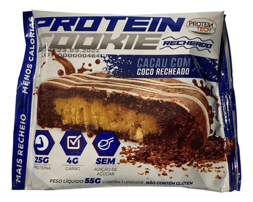 Kit 10x Cookie Proteintech Mais Proteina Dieta Flexivel Sabor Cacau Com Côco