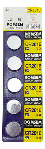 Pilas Baterias Domsem Cr2016 Tamaño Botón 3 Voltios Paquete De 5 Unidades 