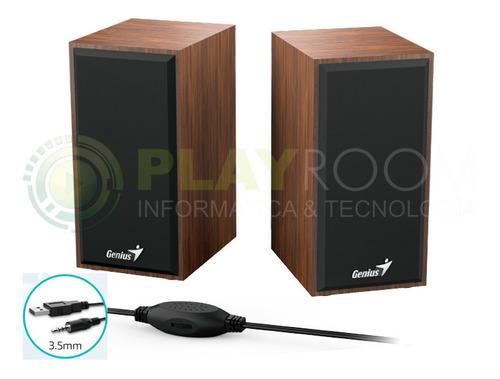 Imagen 1 de 5 de Parlantes Genius Usb Sp-hf180 6w 2.0 Color Madera