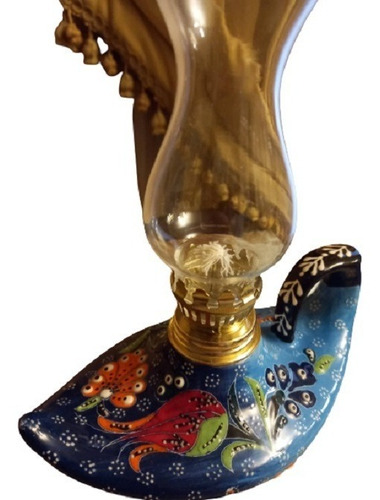 Lámpara Aladino Turca Mosaico Hecha A Mano Matices Azules