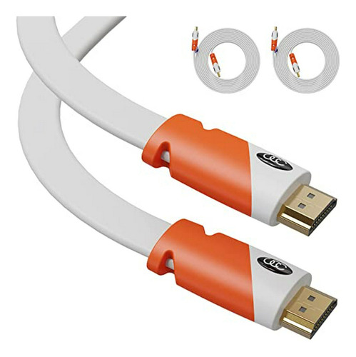 Cable Plano De Hdmi De 15 Pies - Paquete De 2 - Cable Hdmi D