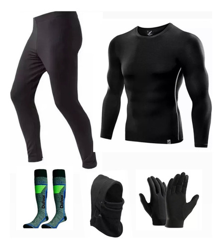 Equipo Termico Remera Calza Guantes Mascara Polar  Medias