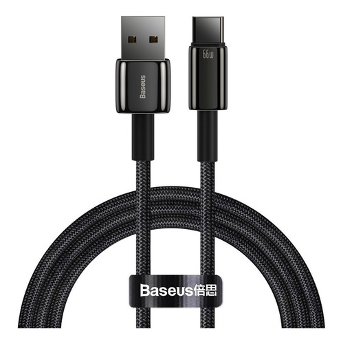 Cable Usb Tipo C Baseus Tungsten Carga Rápida 40w / 66w 2m Color Negro