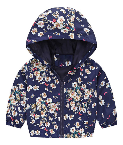 Chaqueta Cómoda A Prueba De Viento Con Estampado De Flores P