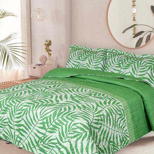 Cubre Cama Verano Estampado Queen Reversible Labrado  Fundas