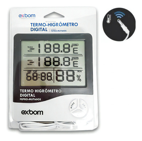 Termo Higrômetro Digital Sensor Externo Interno