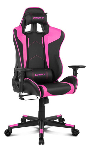 Silla de escritorio Drift DR300 gamer ergonómica  negra y rosa con tapizado de cuero sintético
