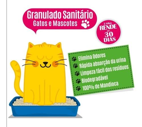 Kit 2 Areia Sanitária Mandioca Biodegradável Jack Miauu 1kg