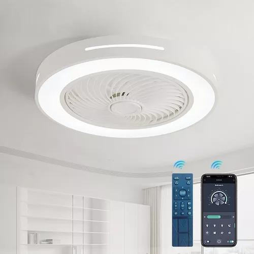 Ventilador de techo moderno para interiores con luces, control remoto y  control por aplicación, de bajo perfil, sin filos, para habitación de los