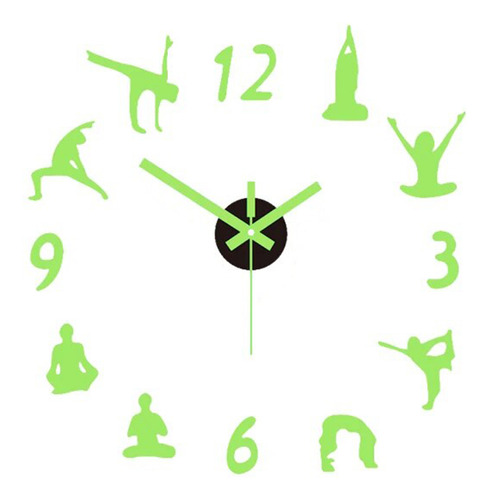 Reloj Silent Glow De 1 Pieza, Color Verde Fluorescente, Para