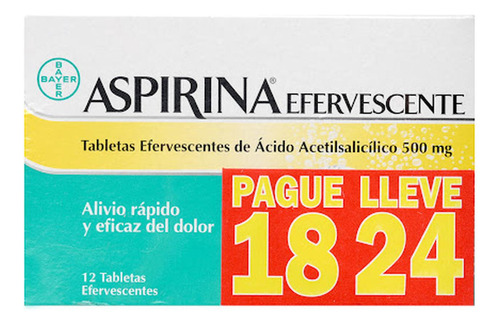 Aspirina Ácido Acetilsalicílico 500 Mg Bayer Efervescente Ca