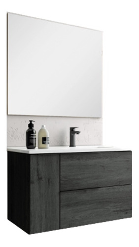 Mueble De Baño Español Con Espejo Modelo Capri 100 Cm