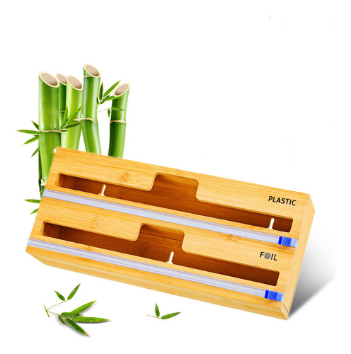 Dispensador Plastico Bambu 2 1 Cortador Organizador Para