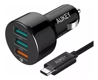 Cargador Rapido Auto 3 Puertos Aukey Cc-t11 Quick Charge 3.0