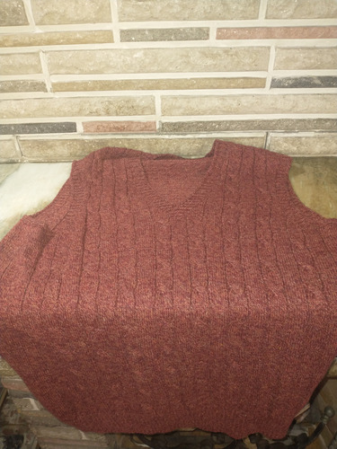 Sweater Chaleco Cardado Mitad Lana Escote En V Usado