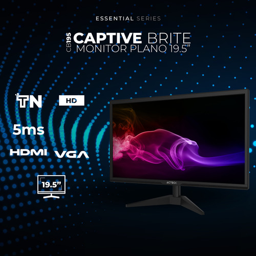 Monitor 19.5 Acteck Captive Brite Cb195 5ms 60hz Hd Vga Hdmi Negro