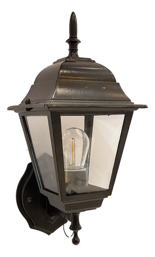 Lámpara Farol De Pared Para Exteriores Diseño Classic Color Negro