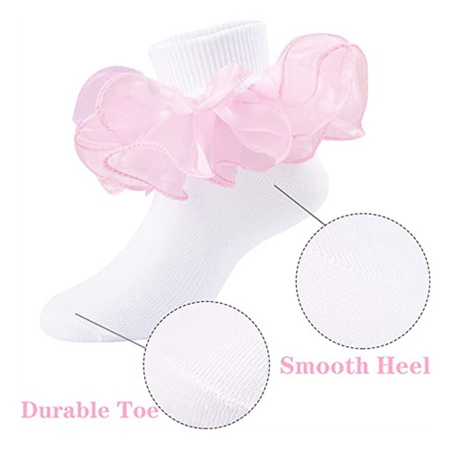 Calcetines De Encaje Con Volantes Para Niñas, 3 Pares, Calce