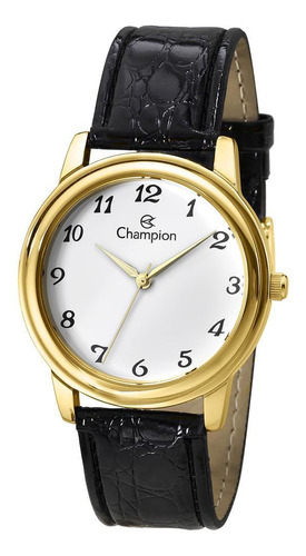 Relógio Feminino Champion Couro Original Pequeno Dourado Cor do fundo Branco