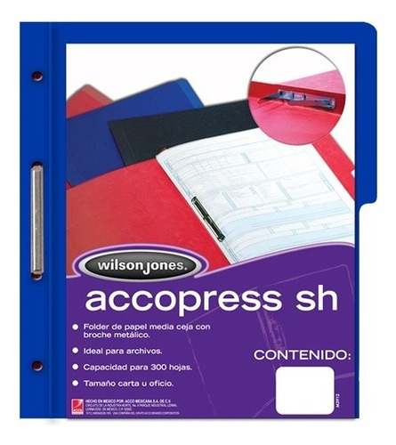 Folder Accopress Azul Oscuro Carta 4 Paquetes Con 10pz C/u
