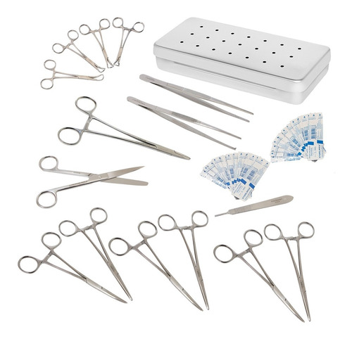 Kit De Dissecação Com Instrumentais Cirúrgicos 27 Itens