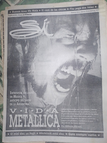 Suplemento * Si Joven De Clarin - Metalica - Año 1993