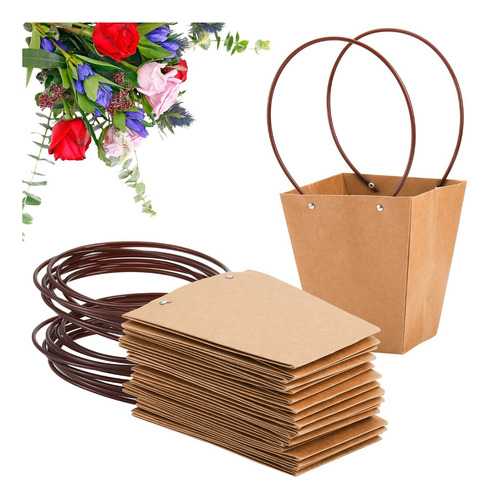 Pack 10 Bolsas Para Arreglo Floral Bolsa Papel Kraft Imperme