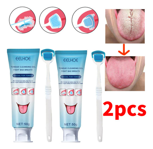 Gel Limpiador De Lengua De 2 Piezas, Kit De Cepillo De Limpi