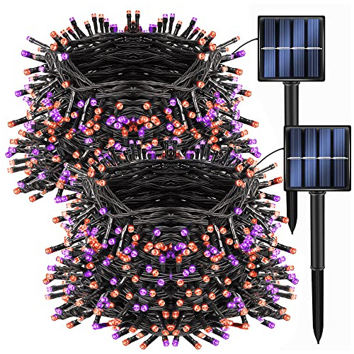 2 Pack 200 Led 66 Ft Halloween Solar String Outdoor Lig...