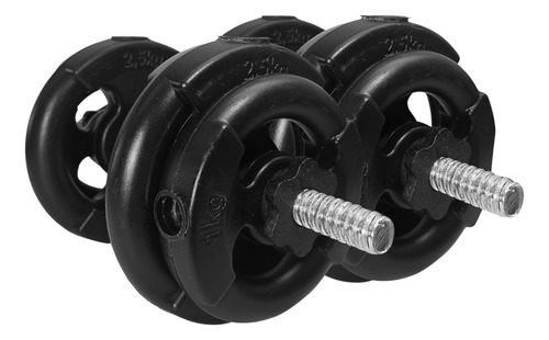 Kit Mancuernas A Rosca + 14 Kg Discos Pesas C/manijas Sonnos Negro