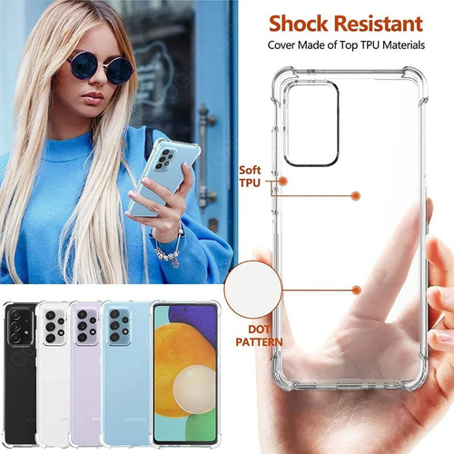 Imagen 3 de 10 de Funda Tpu Antigolpes Transparente Para Samsung + Vidrio