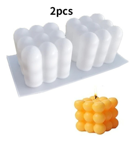 Molde Burbuja Doble De Silicona Velas Y Jabones 2 Cubo 3d