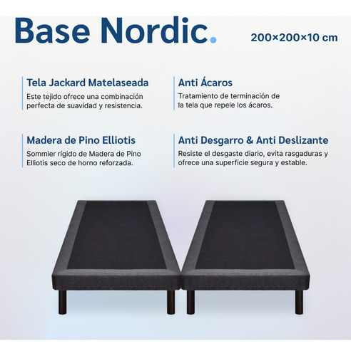 Juego Colchon Comfort Plus + Base Nordic 200x200 Sleep Box
