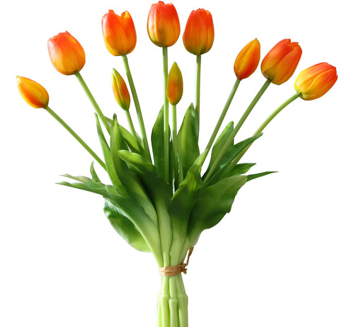 Dayhap Flor Artificial 10 Tulipane Falso Tacto Real Latex