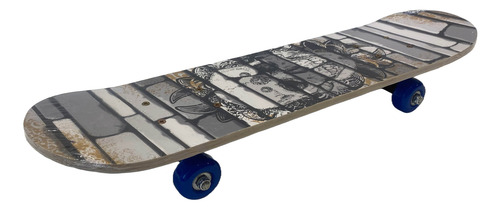 Skate Infantil Ruedas Con Ruleman Tabla Madera 60x15cm Calavera